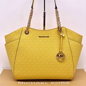 Michael Kors Yellow Tote Chain Shoulder Bag